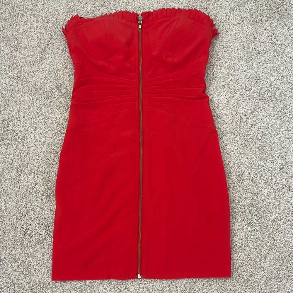 Ark & Co Red Strapless Bodycon Dress with Gold Zipper